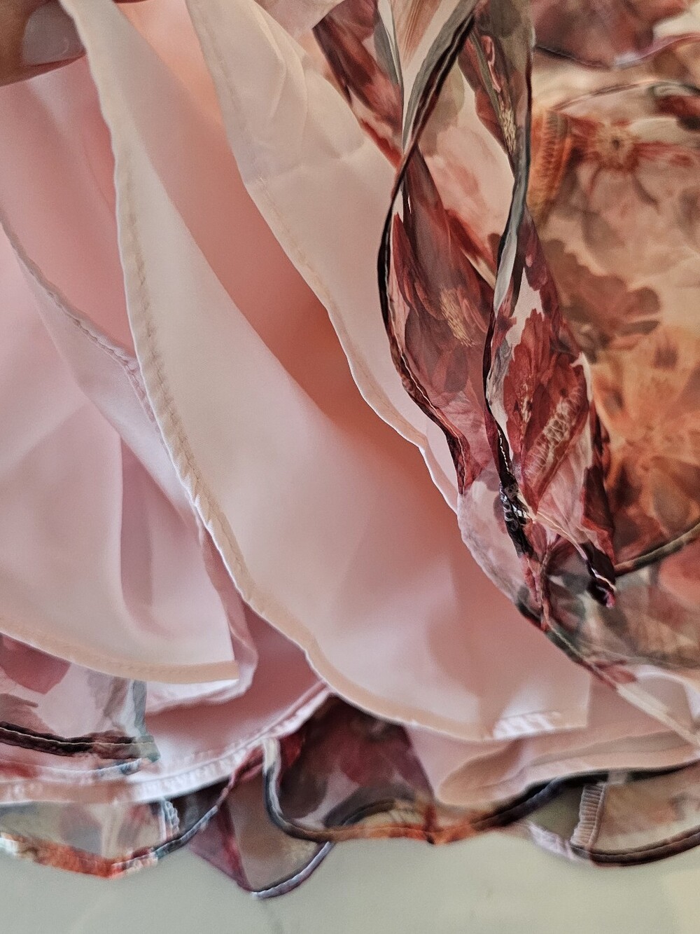 GB girls Floral Ruffle Organza Party Dress Pink & Burgundy Floral Girl's Sz 6 - Picture 5 of 9